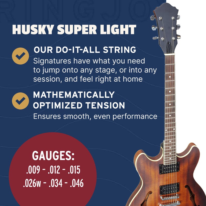 Stringjoy HSK9 Signatures Nickel Wound Guitar Strings, 9-46 Husky Super Light Gauge, Electric Guitar Strings for Enhanced Tone, Guitar Strings Electric 6 String Set - Image 4